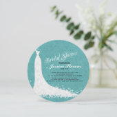 Invitation Robe Mariage Lin Vert turquoise Et Dentelle Blanch (Debout devant)