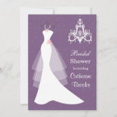 Invitation Robe Mariage, lustre sur douche violette nuptiale (Devant)