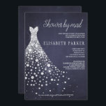 Invitation Robe mariage Marine Blue Chalkboard Douche par cou<br><div class="desc">Diamants blancs brillants robe mariage sur un sombre minuit bleu marine en tableau noir arrière - plan faisant un simple moderne élégant changement de plans douche nuptiale par invitation par courrier.</div>