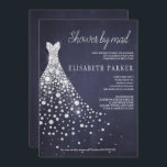 Invitation Robe mariage Marine Blue Chalkboard Douche par cou<br><div class="desc">Diamants blancs brillants robe mariage sur un sombre minuit bleu marine en tableau noir arrière - plan faisant un simple moderne élégant changement de plans douche nuptiale par invitation par courrier.</div>