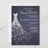 Invitation Robe mariage Marine Blue Chalkboard Douche virtuel (Devant)