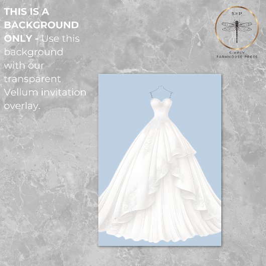 Invitation Robe Mariage moderne Bleu Arrière - plan douche