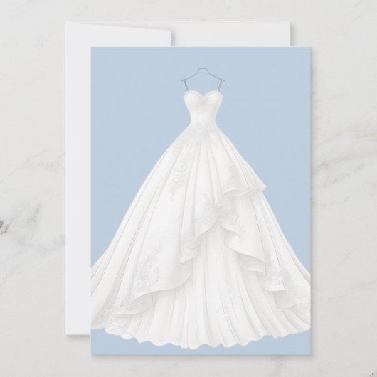 Invitation Robe Mariage moderne Bleu Arrière - plan douche (Devant)