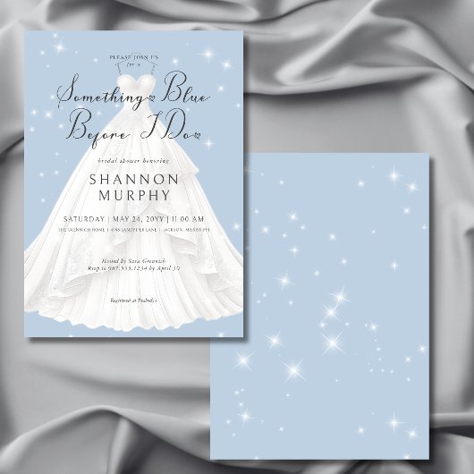 Invitation Robe Mariage moderne Quelque chose Blue Sparkle Do