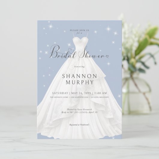 Invitation Robe Mariage moderne sur Fête des mariées Blue Spa (Debout devant)