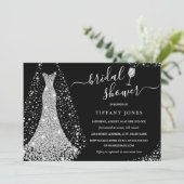 Invitation Robe Mariage noir argent Fête des mariées étincela (Debout devant)