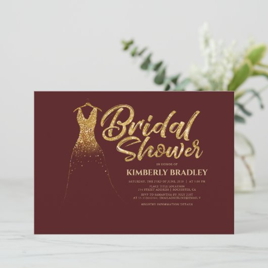 Invitation Robe Mariage Parties scintillant or Fête des marié (Debout devant)