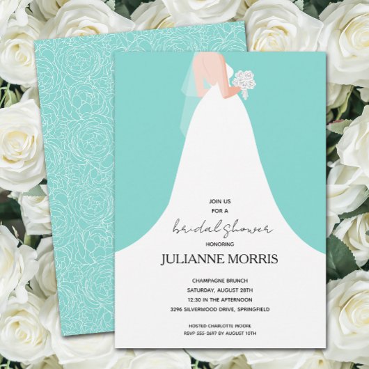 Invitation Robe mariage sur Fête des mariées Turquoise