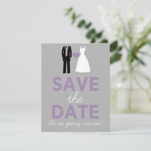 Invitation Robe mariage & Tuxedo Enregistrer La Date Annonce (Debout devant)