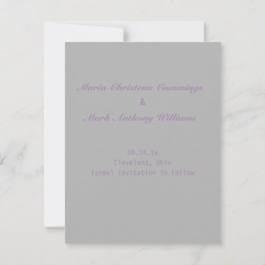Invitation Robe mariage & Tuxedo Enregistrer La Date Annonce (Dos)