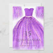 Invitation Robe Mermaid Quinceanera violet et or (Devant)