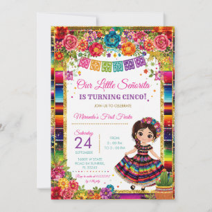 Invitation Robe mexicaine de Señorita fille mignonne pour 5èm