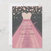 Invitation Robe moderne à points en or rose pour douche de ma (Devant)