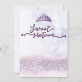 Invitation Robe moderne bokeh violet tiara doux 16 (Dos)