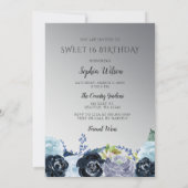 Invitation Robe mousseuse bleu argent Douce 16 ans (Dos)