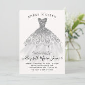 Invitation Robe mousseuse Parties scintillant argent Douce 16 (Debout devant)
