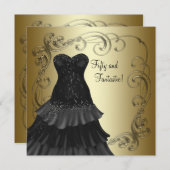 Invitation Robe noire Black Gold Womans 50e fête d'anniversai