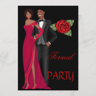 Invitation Robe noire et rouge dorée pour soirée officielle t