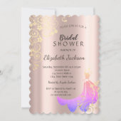 Invitation Robe noire, Fleurs or Rose Fête des mariées or (Devant)