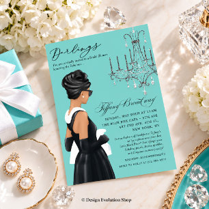 Invitation Robe noire pour mariage glamour bleu