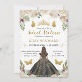 Invitation Robe noire princesse brune Sweet 16 (Devant)