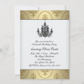 Invitation Robe Noire Sweet sixteen de lustre or Anniversaire (Dos)