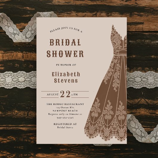 Invitation Robe nuptiale occidentale dentelle dentelle Rustiq