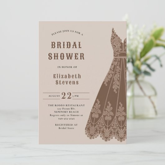 Invitation Robe nuptiale occidentale dentelle dentelle Rustiq (Debout devant)