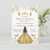 Invitation Robe or Peau foncée Princesse Douce 16 (Debout devant)