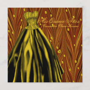 Invitation Robe Or Perles d'or Robe Noir Rouge Or Quinceanera