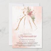 Invitation Robe or rose de Quinceañera 15e anniversaire (Devant)