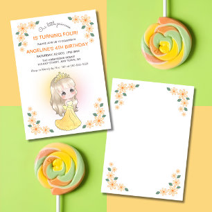 Invitation Robe orange fantaisiste Princesse Floral Anniversa