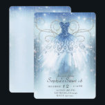 Invitation Robe pailletée argentée Blue Silver Princess pour<br><div class="desc">Personnalisez pour votre événement !</div>
