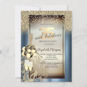 Invitation Robe Pailletée, Ballons, Anniversaire 35 ans Bleu