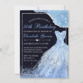 Invitation Robe Pailletée Bleu Clair & Anniversaire Glam Edge (Devant)