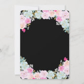 Invitation Robe pailletée chic fleurs bleues roses (Dos)