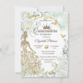 Invitation Robe pailletée chic, papillons roses verts  (Devant)