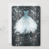 Invitation Robe pailletée grise, bleue et argentée Fête douce (Devant)