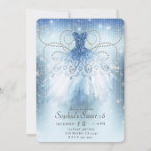 Invitation Robe Pailletée Princesse Bleu Argentée Fête Douze (Devant)