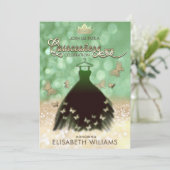 Invitation Robe papillon bokeh verte Quinceañera (Debout devant)