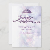 Invitation Robe papillon pourpre bokeh moderne tiara doux 16 (Dos)