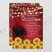 Invitation Robe papillon rouge Tournesol String lumières coin (Devant / Derrière)