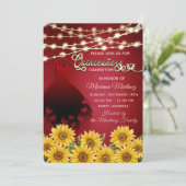 Invitation Robe papillon rouge Tournesol String lumières coin (Debout devant)