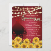 Invitation Robe papillon rouge Tournesol String lumières coin (Devant)