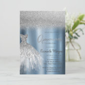 Invitation Robe Parties scintillant Argent Bleu Métal Quincea (Debout devant)
