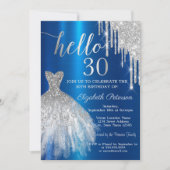 Invitation Robe Parties scintillant argent Drapeau bleu métal (Devant)