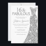Invitation Robe Parties scintillant argent Fabulous Sweet 16<br><div class="desc">Robe Parties scintillant Argent Fabulous Sweet 16 Party Invitation Variations à l'invitation et articles correspondants dans notre magasin</div>