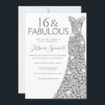 Invitation Robe Parties scintillant argent Fabulous Sweet 16<br><div class="desc">Robe Parties scintillant Argent Fabulous Sweet 16 Party Invitation Variations à l'invitation et articles correspondants dans notre magasin</div>