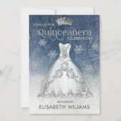 Invitation Robe parties scintillant argent ombre tiara Quince (Devant)