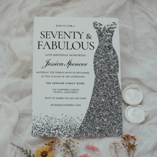 Invitation Robe Parties scintillant argent Soixante-dix et fa